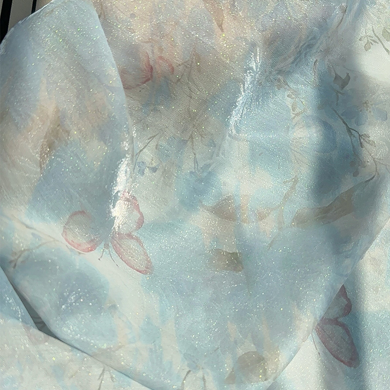 Sewing Cloth - 1 m chinesischer Stoff mit Blumen-Jacquard-Druck,