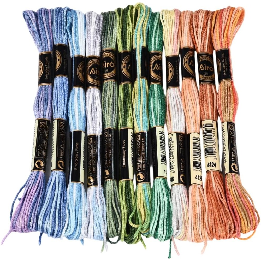 Embroidery Floss Thread - 12 Stränge 105 Yards Kreuzstich-Garn, Mehrfarbiges