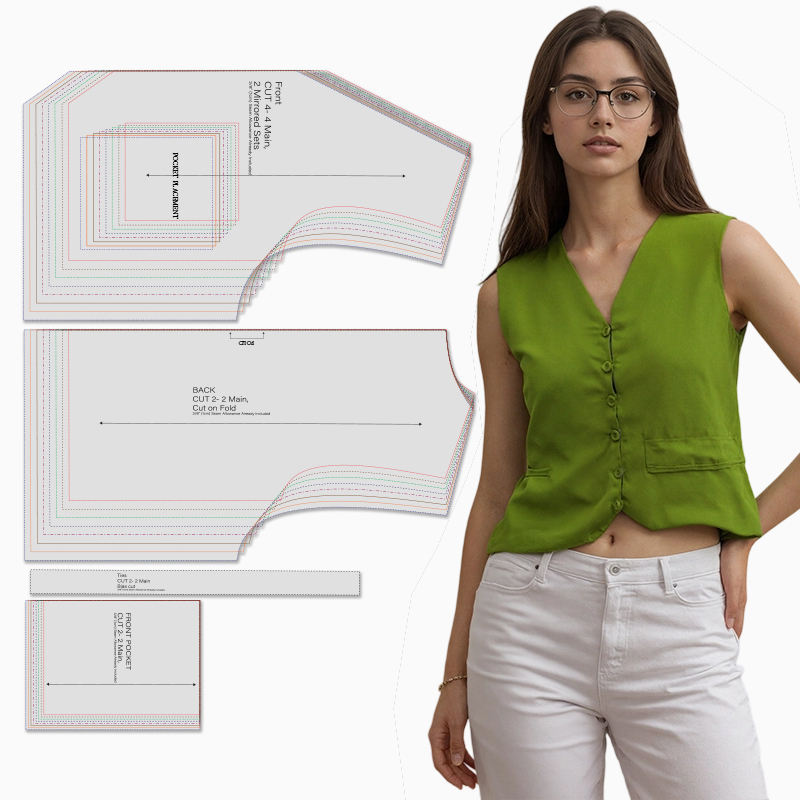 Sewing Vest - Schnittmuster für Damenweste in 8. Größen