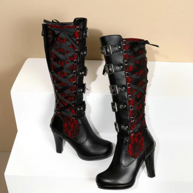 Punk Gothic Stiefel für Damen, – Sewing Cloth Bewertung und Preis