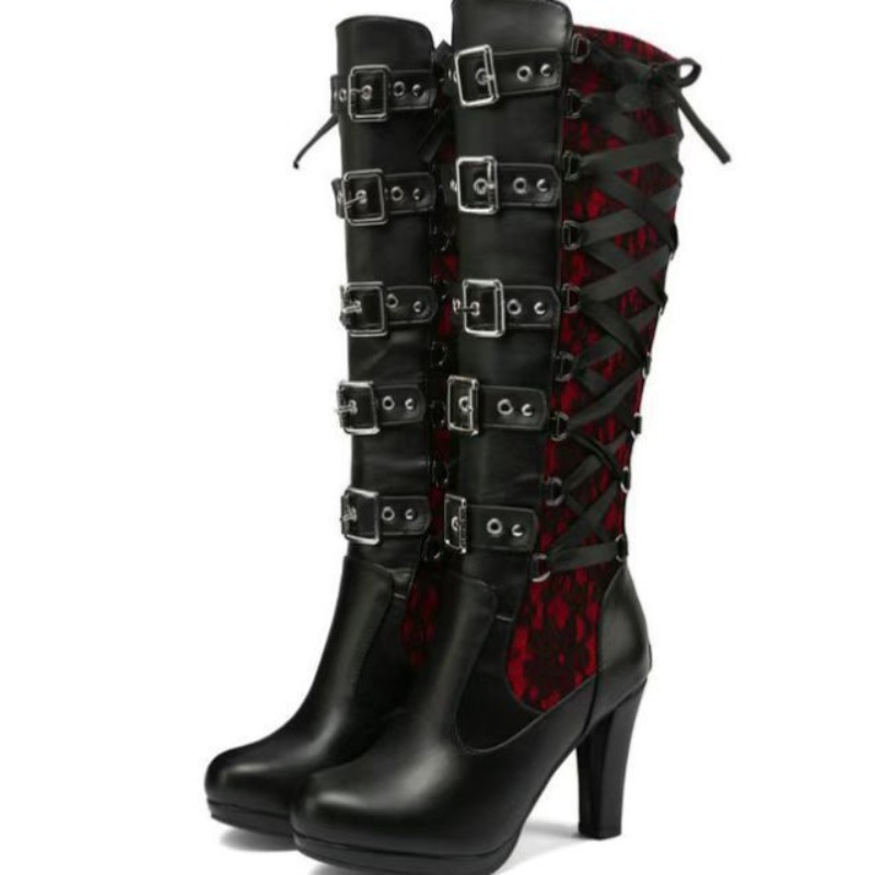 Punk Gothic Stiefel für Damen, – Sewing Cloth Bewertung und Preis